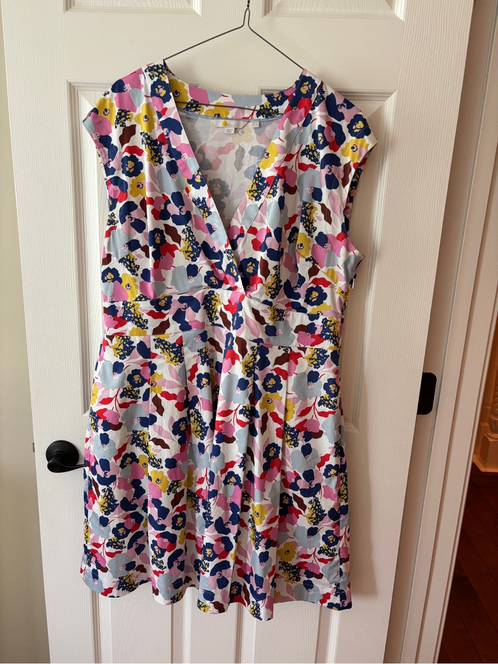 Boden Floral V‑Neck Mini Dress in Navy, Pink, Yellow, Red, Cream